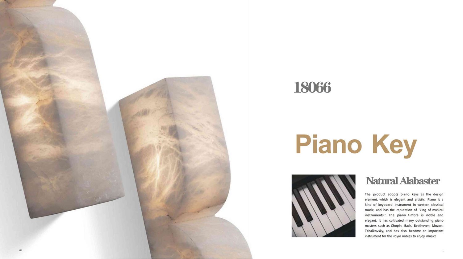 18066 Piano Key Alabaster Wall Lamp S/L - Musical Elegance