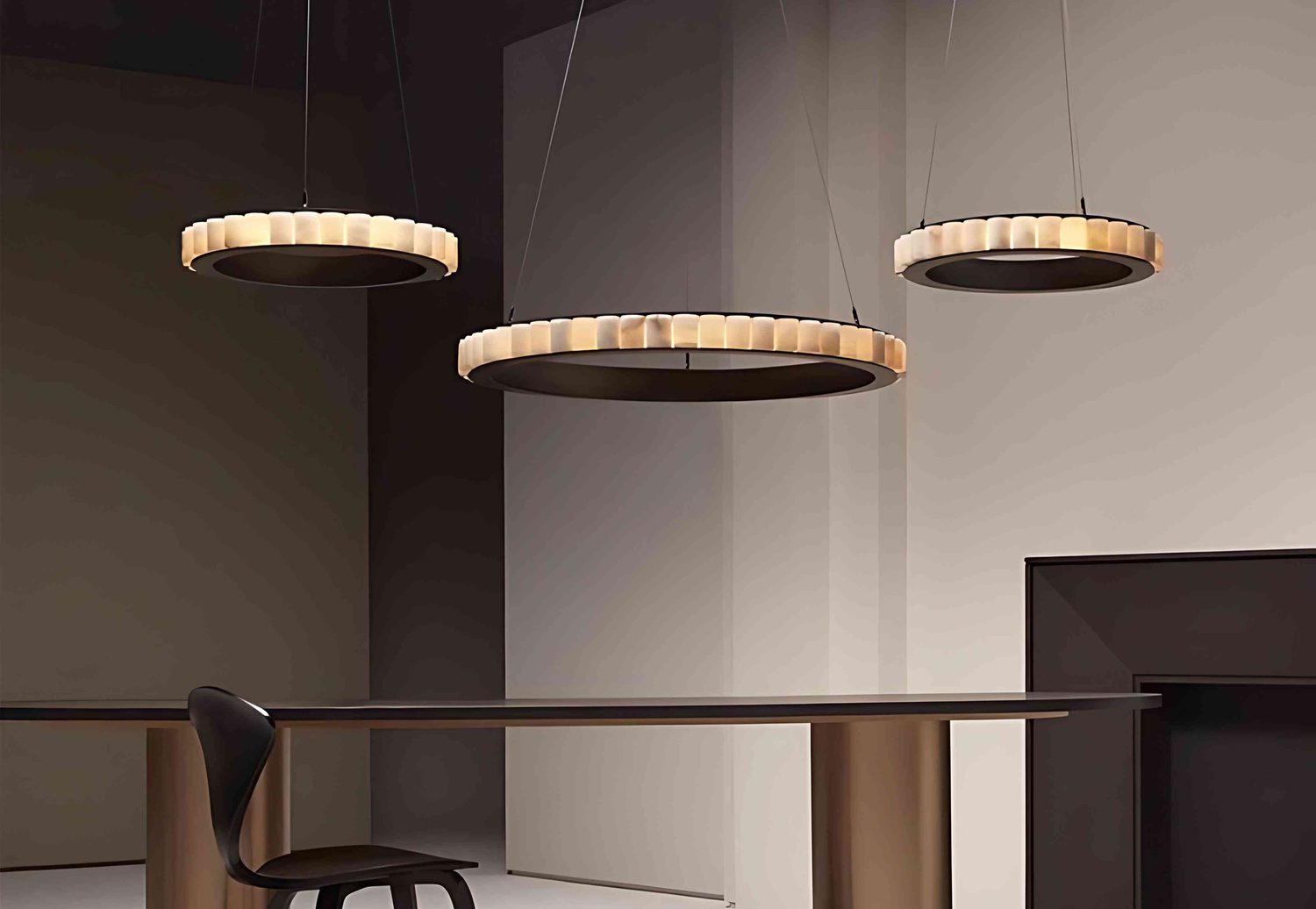 10038 Cloud Atlas Alabaster Ring Chandelier - 50/80/100cm