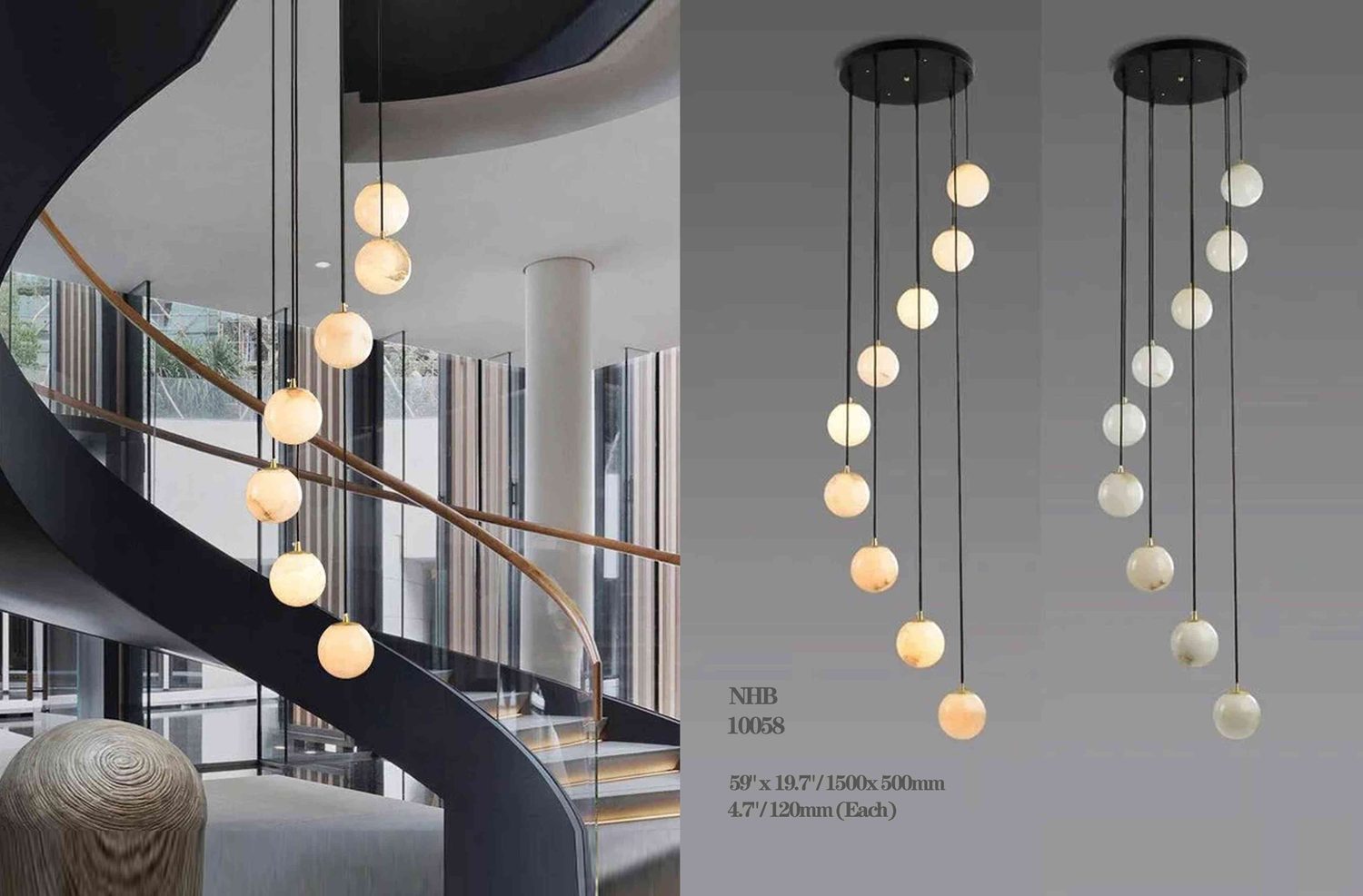 10058 NHB Alabaster Linear Pendant - 1500x500mm + 600mm Drop
