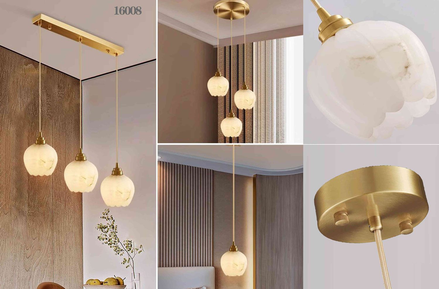 16008 Natural Alabaster Pendant - Soft Stone Glow