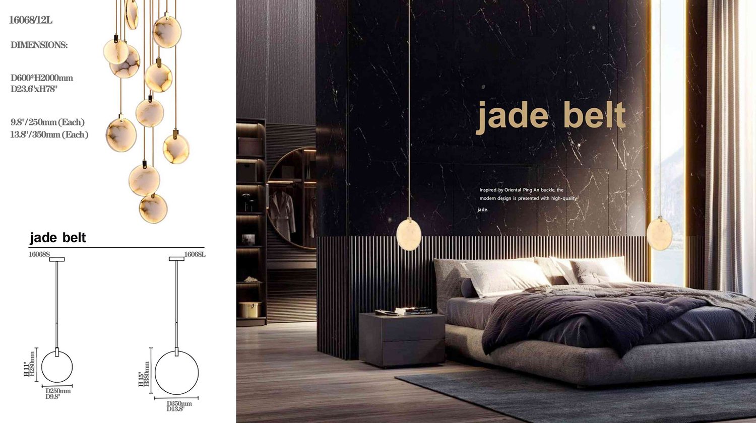 16068 jade belt Alabaster Chandelier - Oriental PingAn Buckle