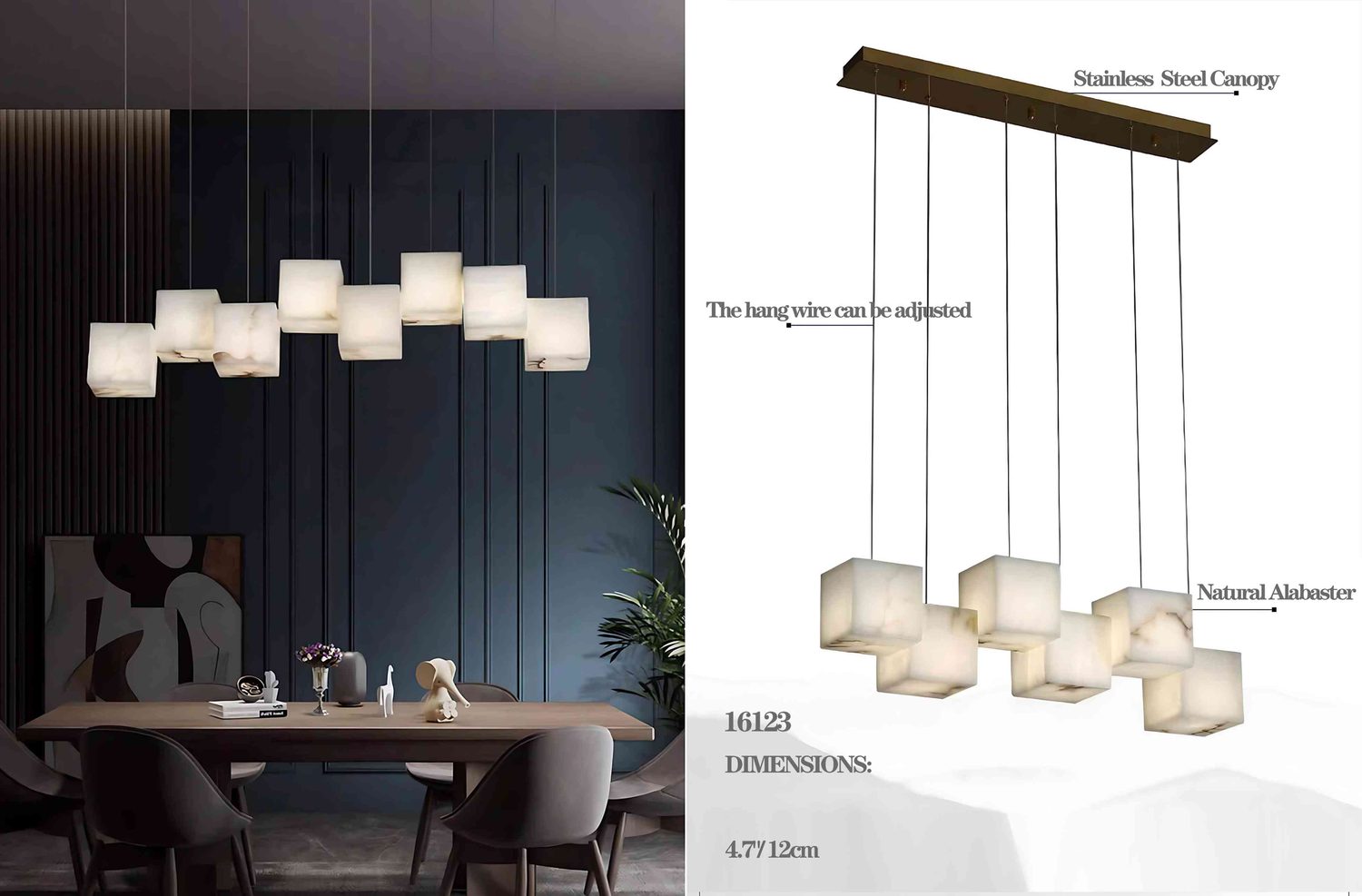 16123/8L & 16122/16L Alabaster Pendant Chandeliers