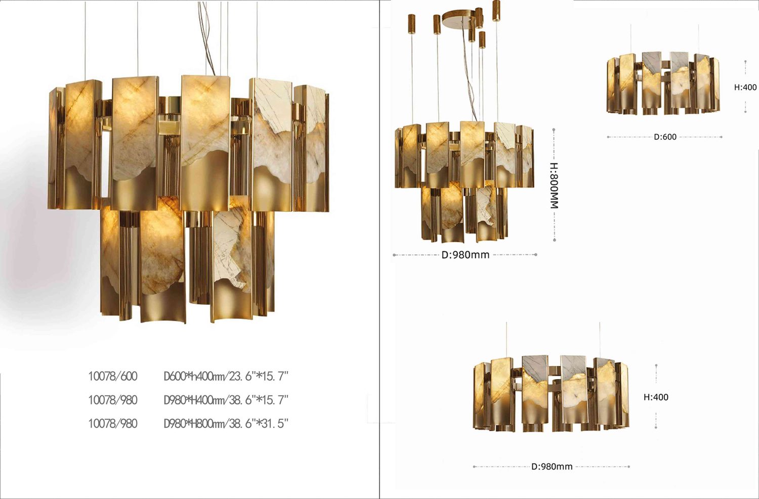10078 Natural Alabaster Pendant - D600 & D980 Heights