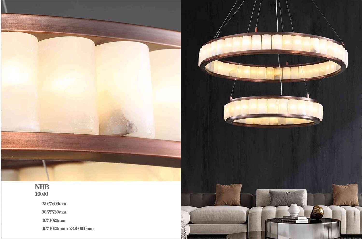 10030 NHB Alabaster Pendant - 600/780/1020mm & Combo