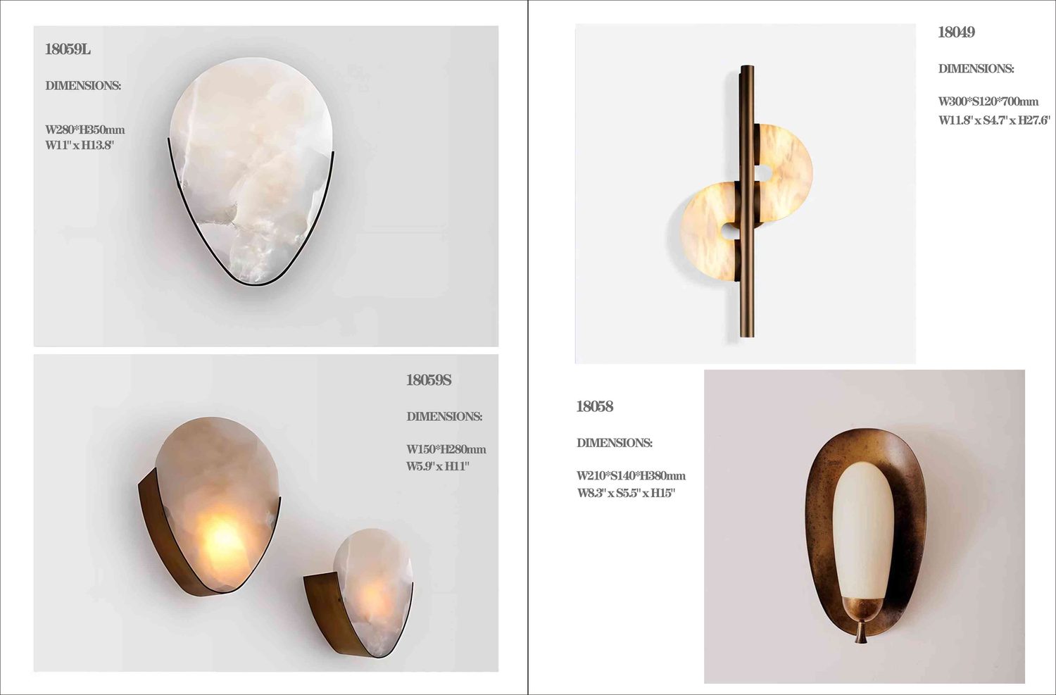 18049 18059 18058 Marble Wall Lamps - 4 Sculptural Models
