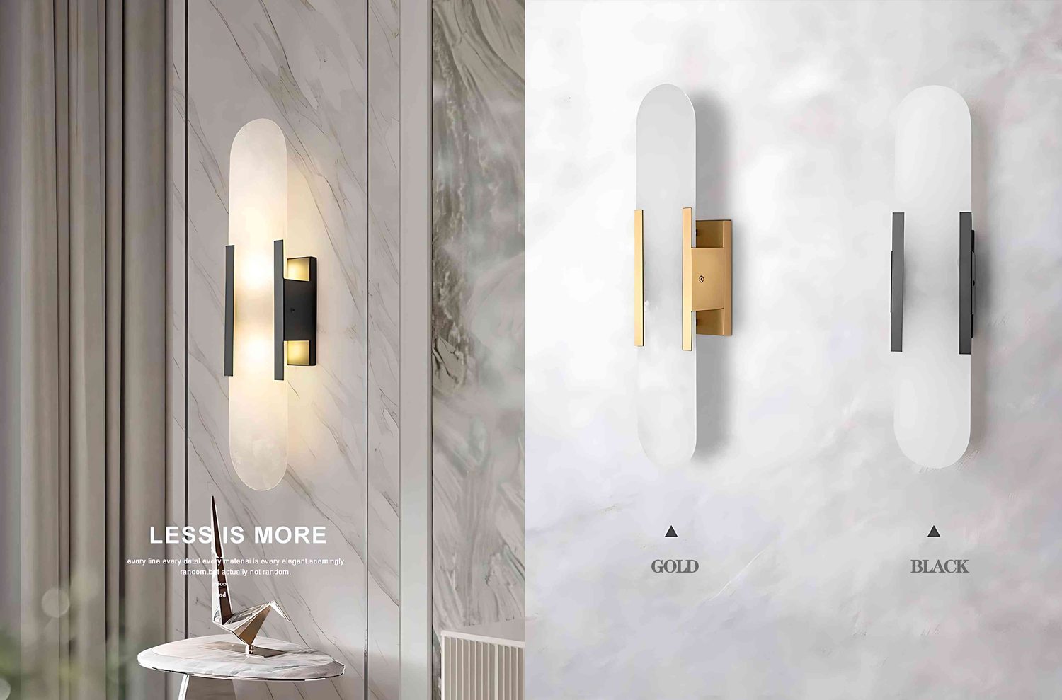 18068 18021 18028 Marble Wall Lamps - Gold Black Tri-Color