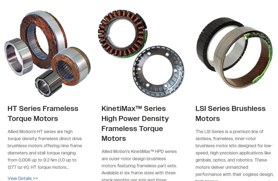 Allied Motion frameless torque motor TOP 7 Frameless Torque Motor Manufacturers!HONPINE VS Kollmorgen