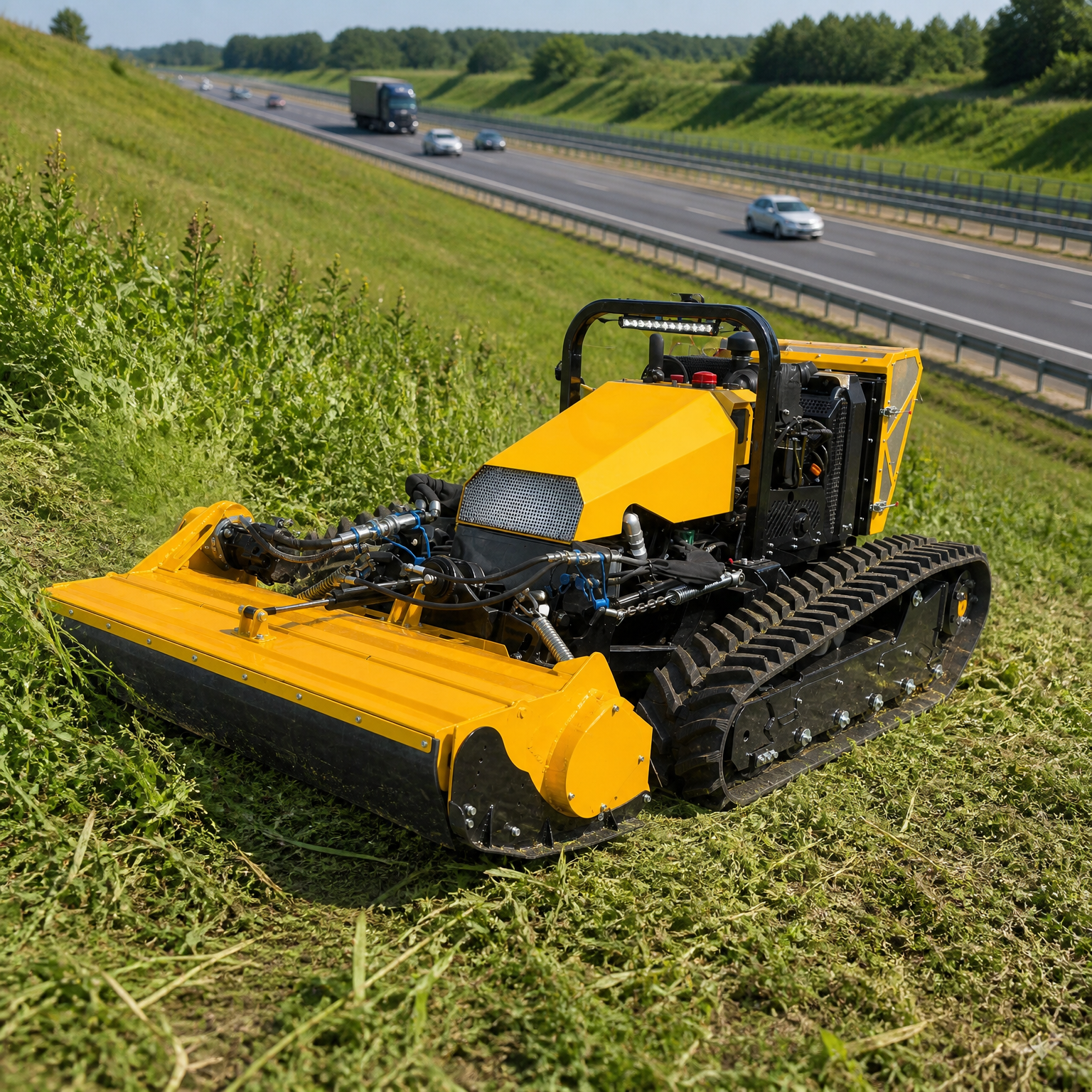 Self Propelled Remote Control Grass Mower Heavy Duty Tracked RC Machine