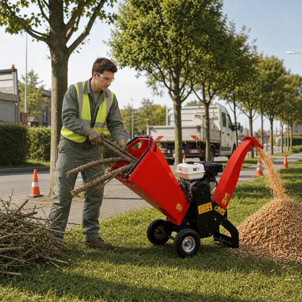 VOER 150A Compact Petrol Wood Chipper for Orchard, Garden & Landscape Clean-Up