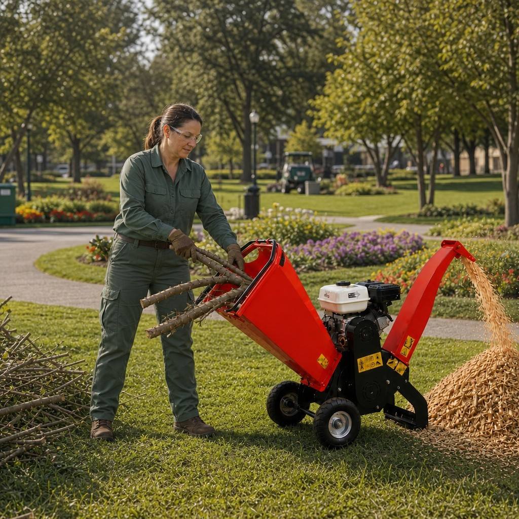 VOER 150A Compact Petrol Wood Chipper for Orchard, Garden & Landscape Clean-Up