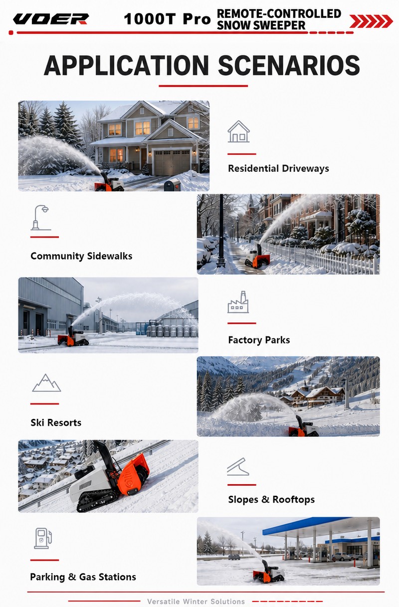 VOER 1000T-Pro 履带式扫雪机 - 宽度100 cm，深度60 cm，15 HP Loncin
