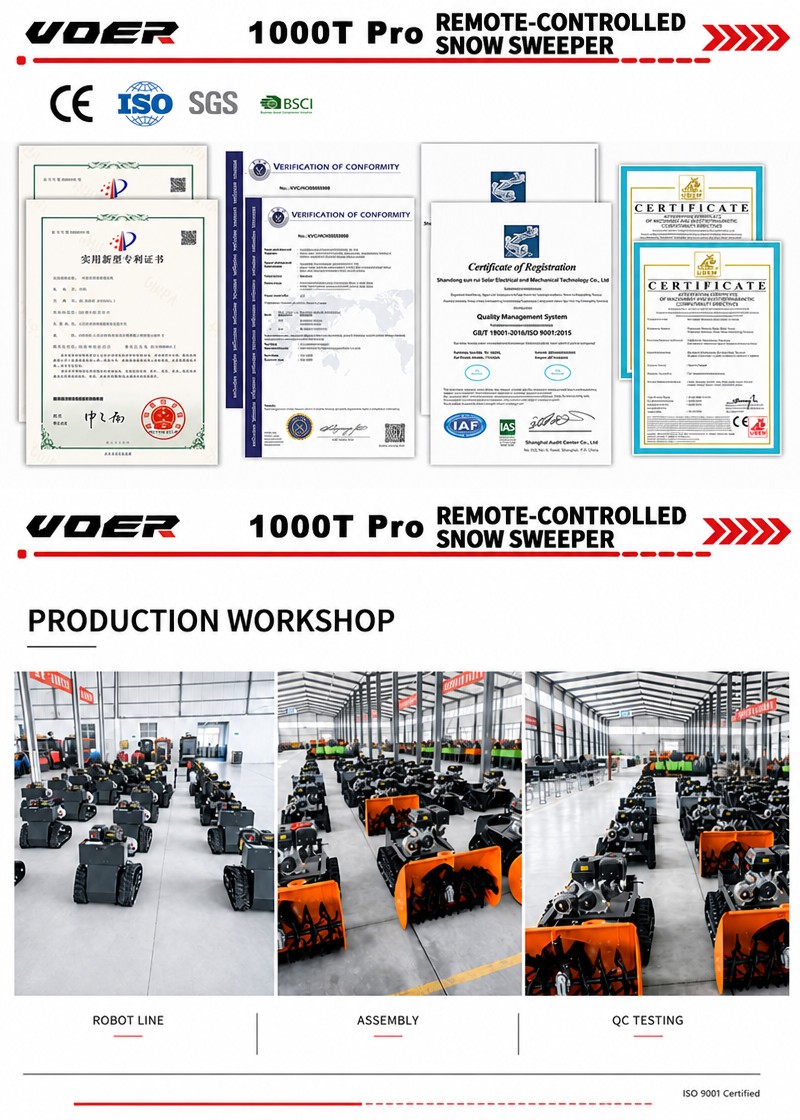VOER 1000T-Pro 履带式扫雪机 - 宽度100 cm，深度60 cm，15 HP Loncin