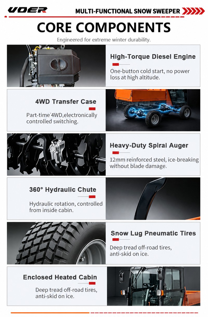 07 VOER 4WD140 驾驶式扫雪机 - 1,400 mm 清扫宽度,1,500 mm 推雪宽度,25 HP