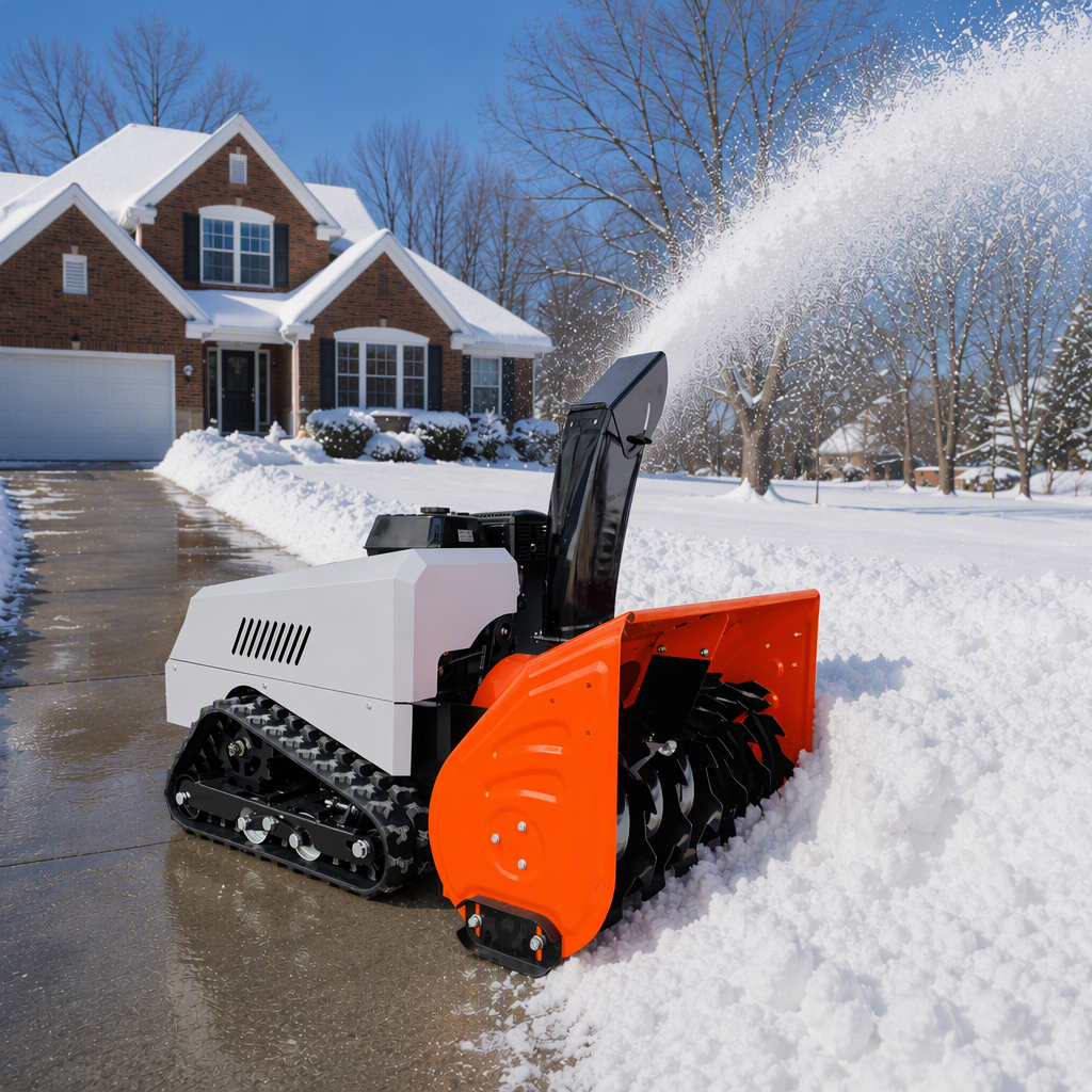 VOER 100 cm Remote Control Tracked Snow Blower With 15 HP Engine And 15 m Throw