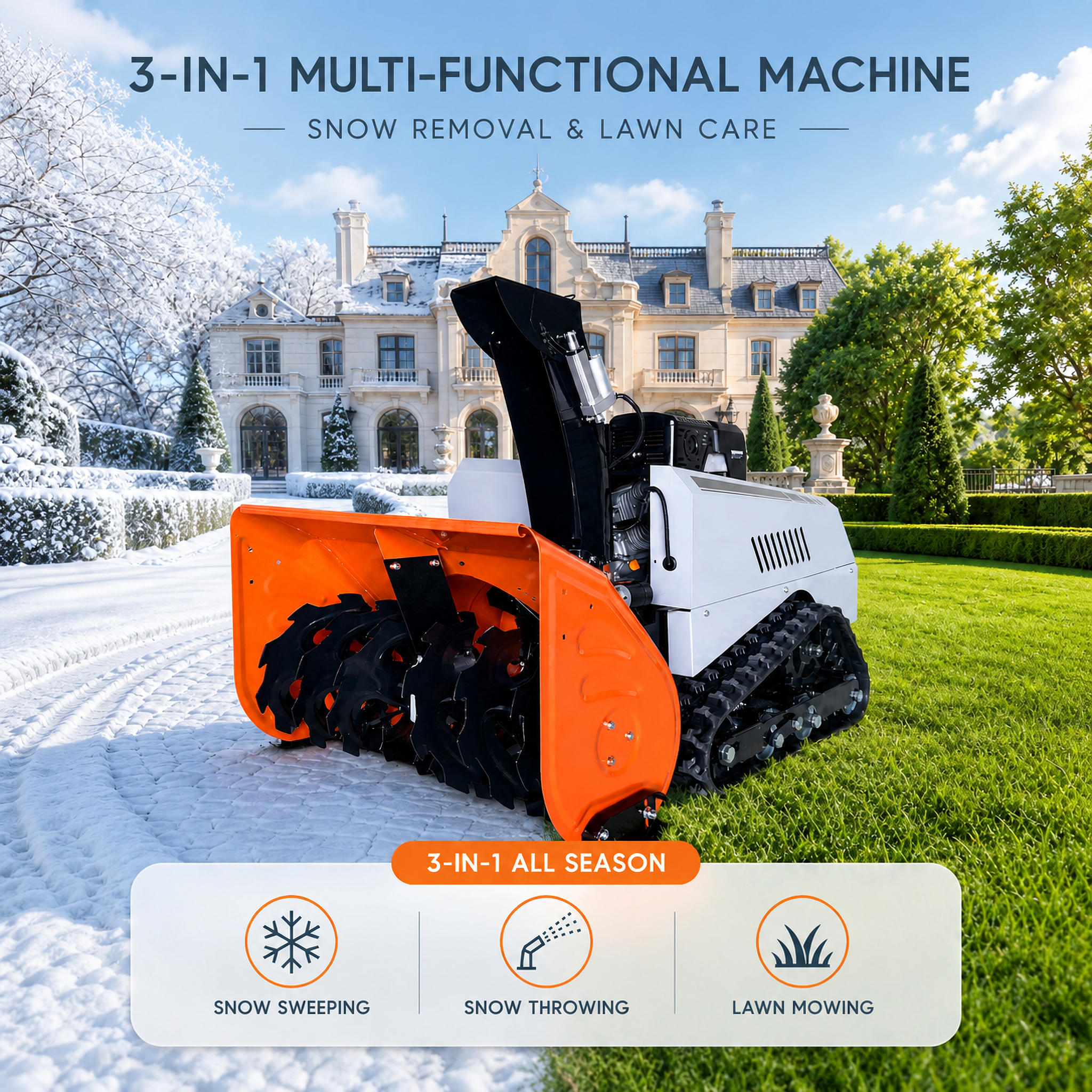 VOER 1000T-Pro Remote-Controlled Snow Blower and Mower: One Chassis, Two Seasons VOER 1000T-Pro Remote-Controlled Snow Blower and Mower: One Chassis, Two Seasons
