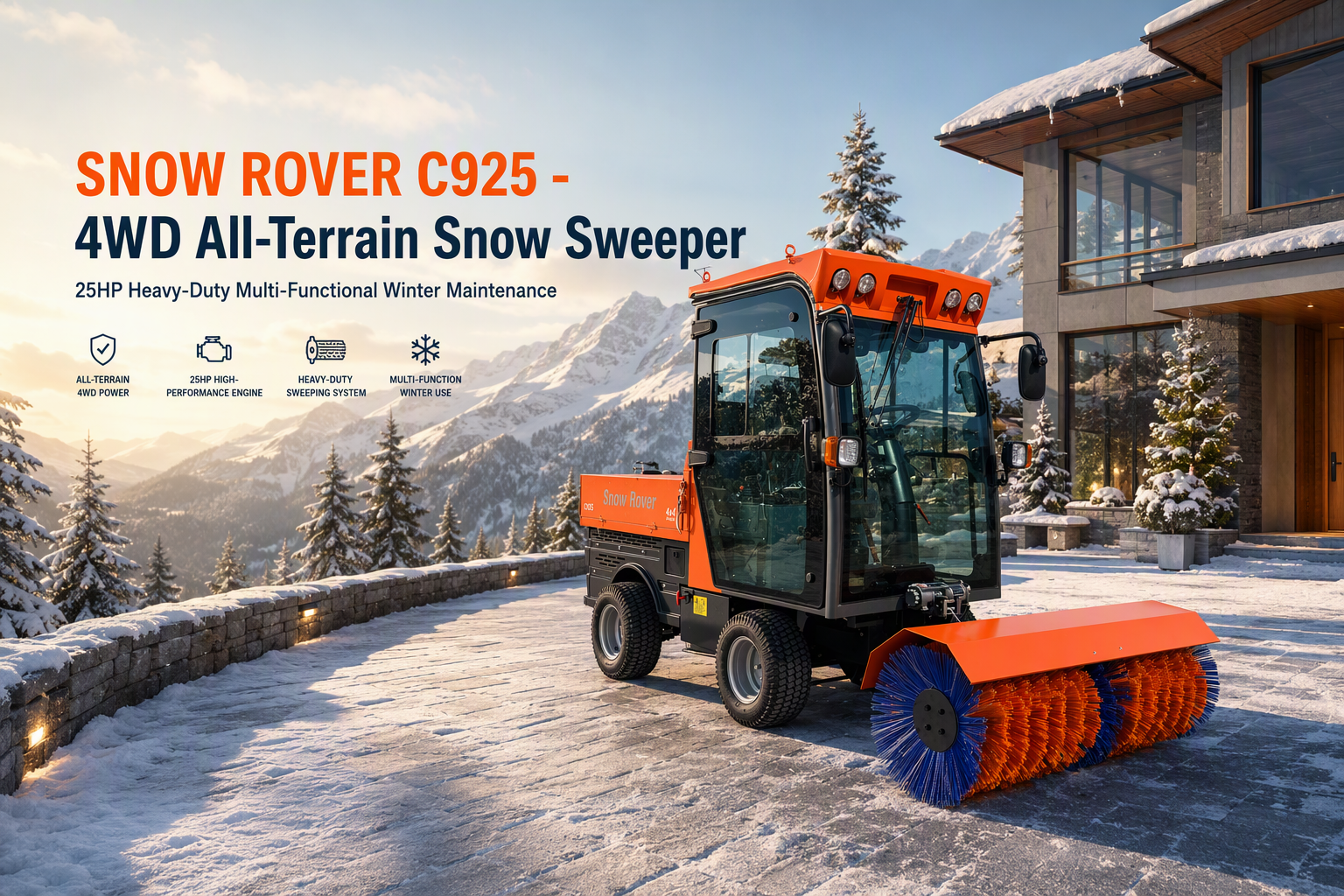 VOER 4WD140 多功能四驱扫雪机，可更换属具
