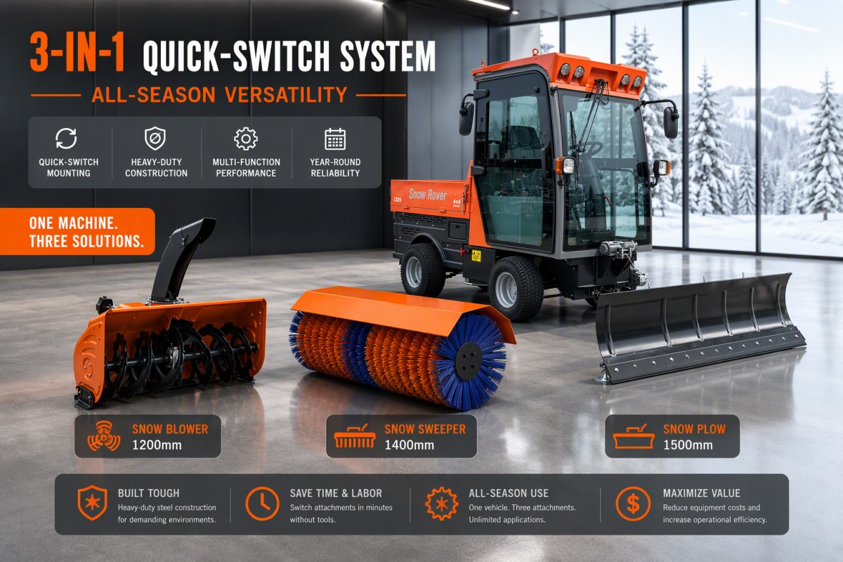 VOER 4WD140 多功能四驱扫雪机，可更换属具