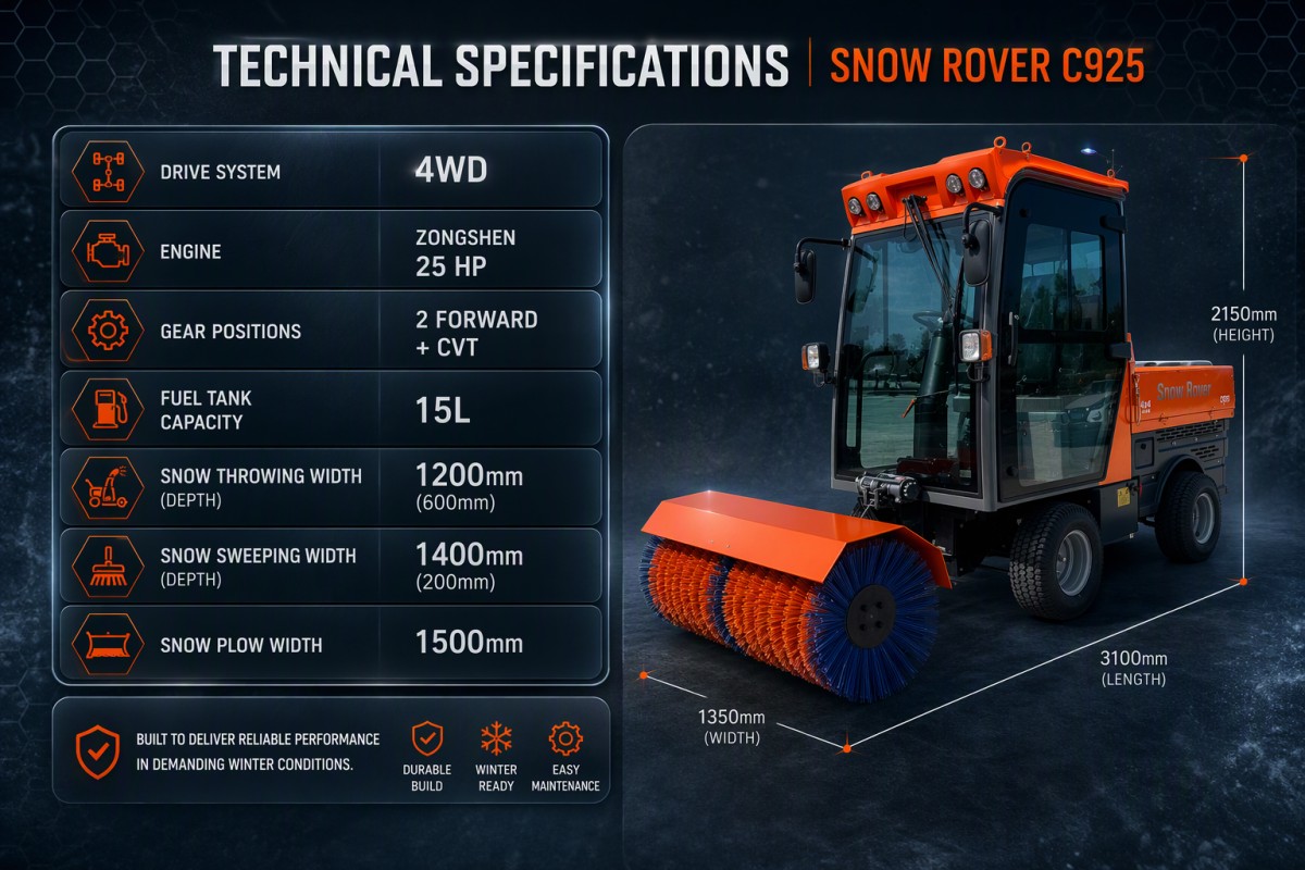 VOER 4WD140 多功能四驱扫雪机，可更换属具
