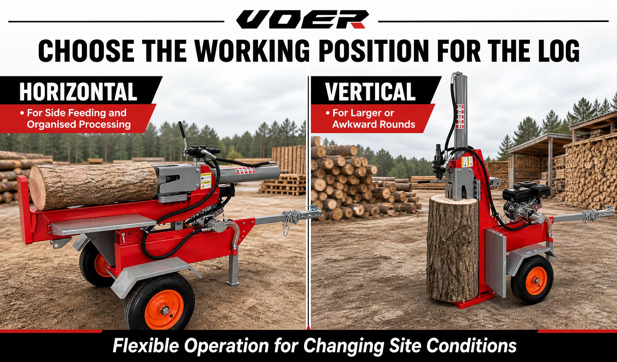 VOER 30T Vertical Horizontal Log Splitter