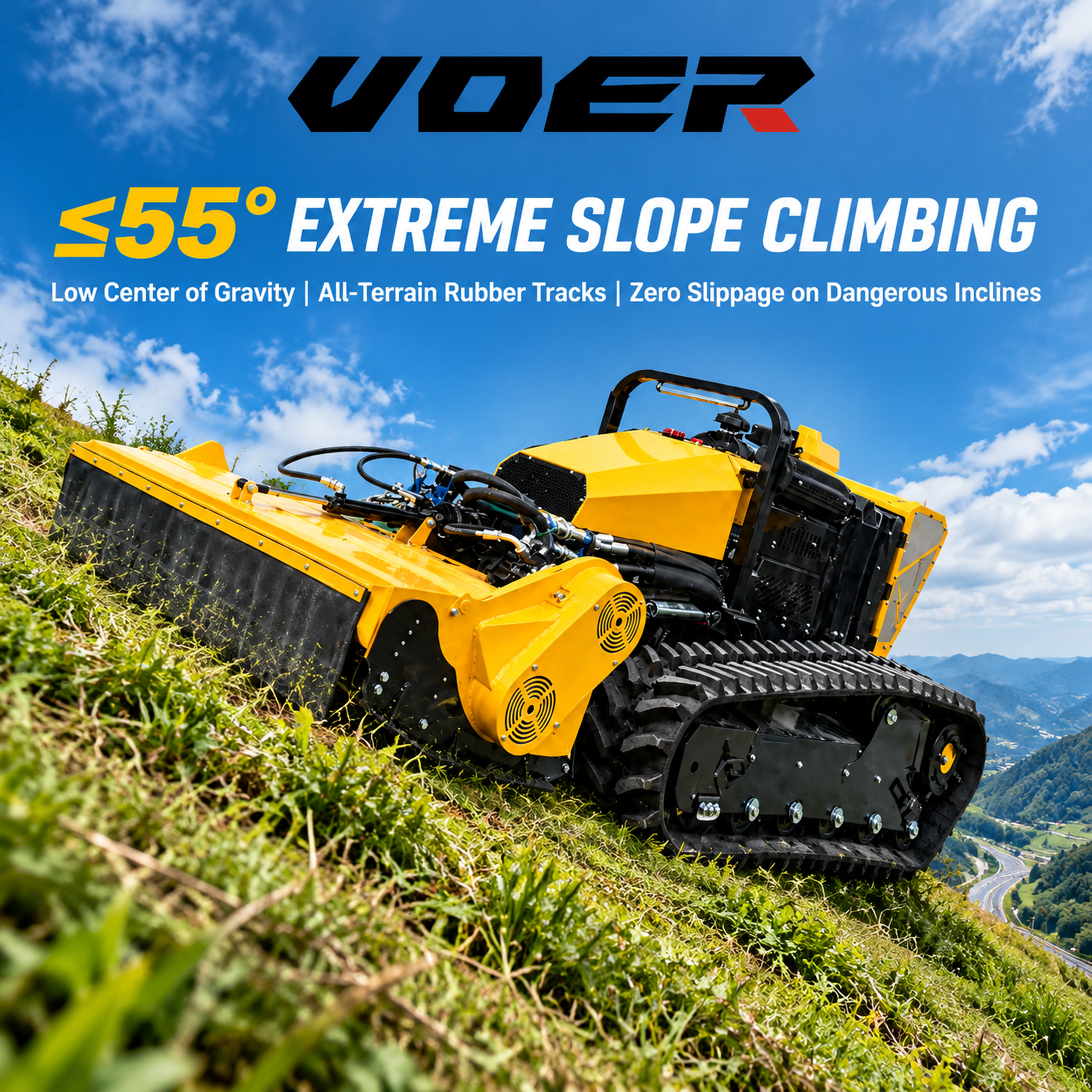 VOER T40S Remote-Controlled Slope Mower with Multi-Attachment Capability