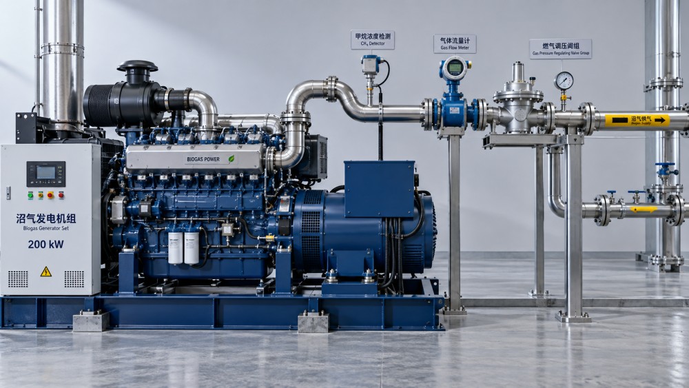 How methane content affects fuel demand in a 200 kW biogas generator