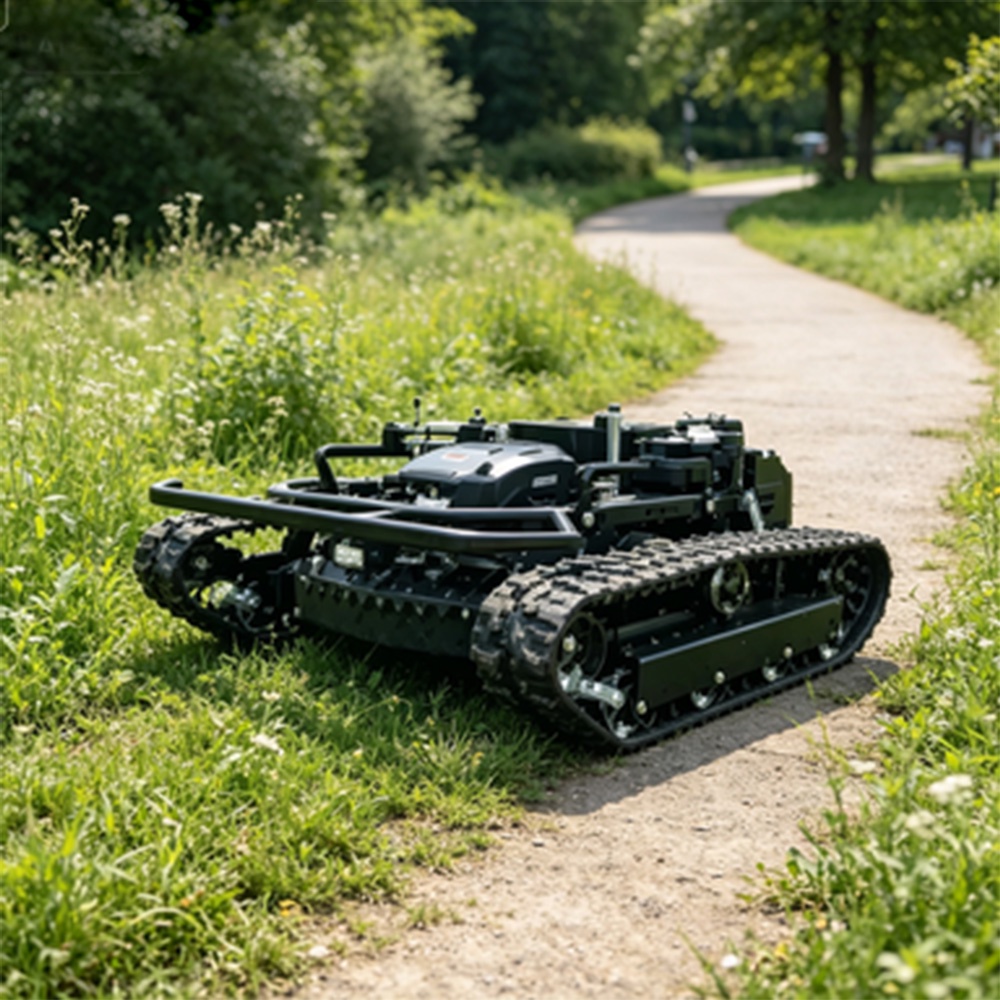 Versatile All Terrain Crawler Track Powerful Gasoline Engine Robot Lawn Mower