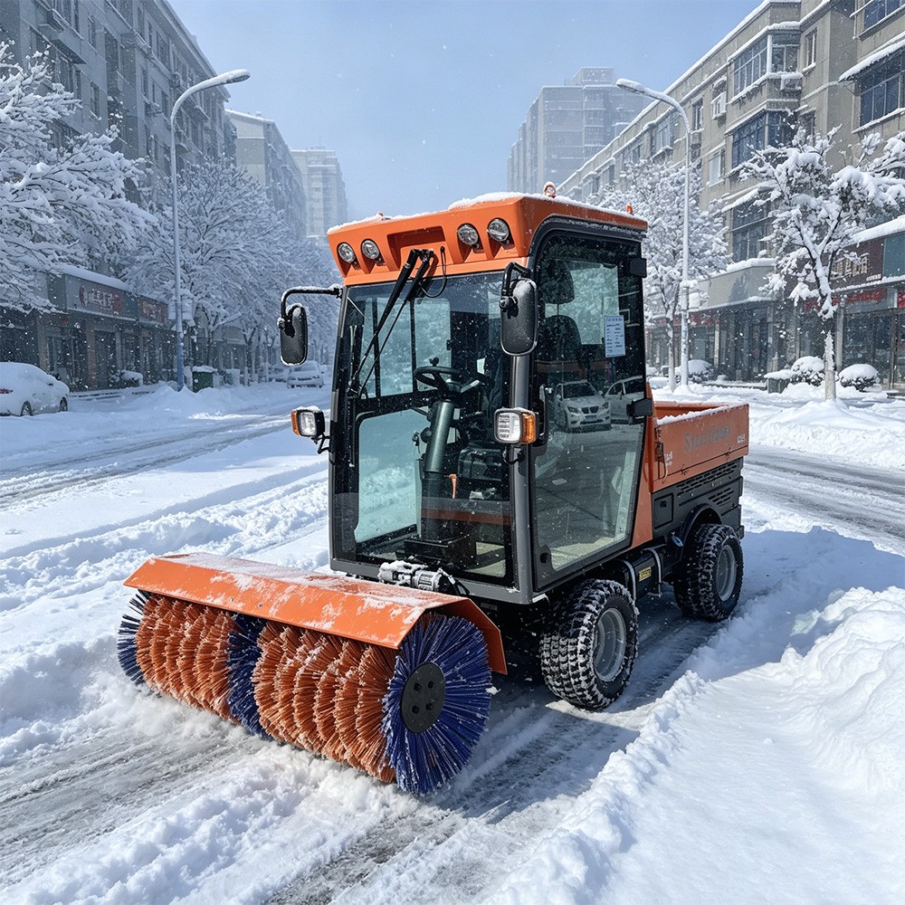 Remote Control Snow Sweeper 4WD Diesel Multi-Function Snow Removal Machine for Commercial Parking Lot and Municipal Sidewalk