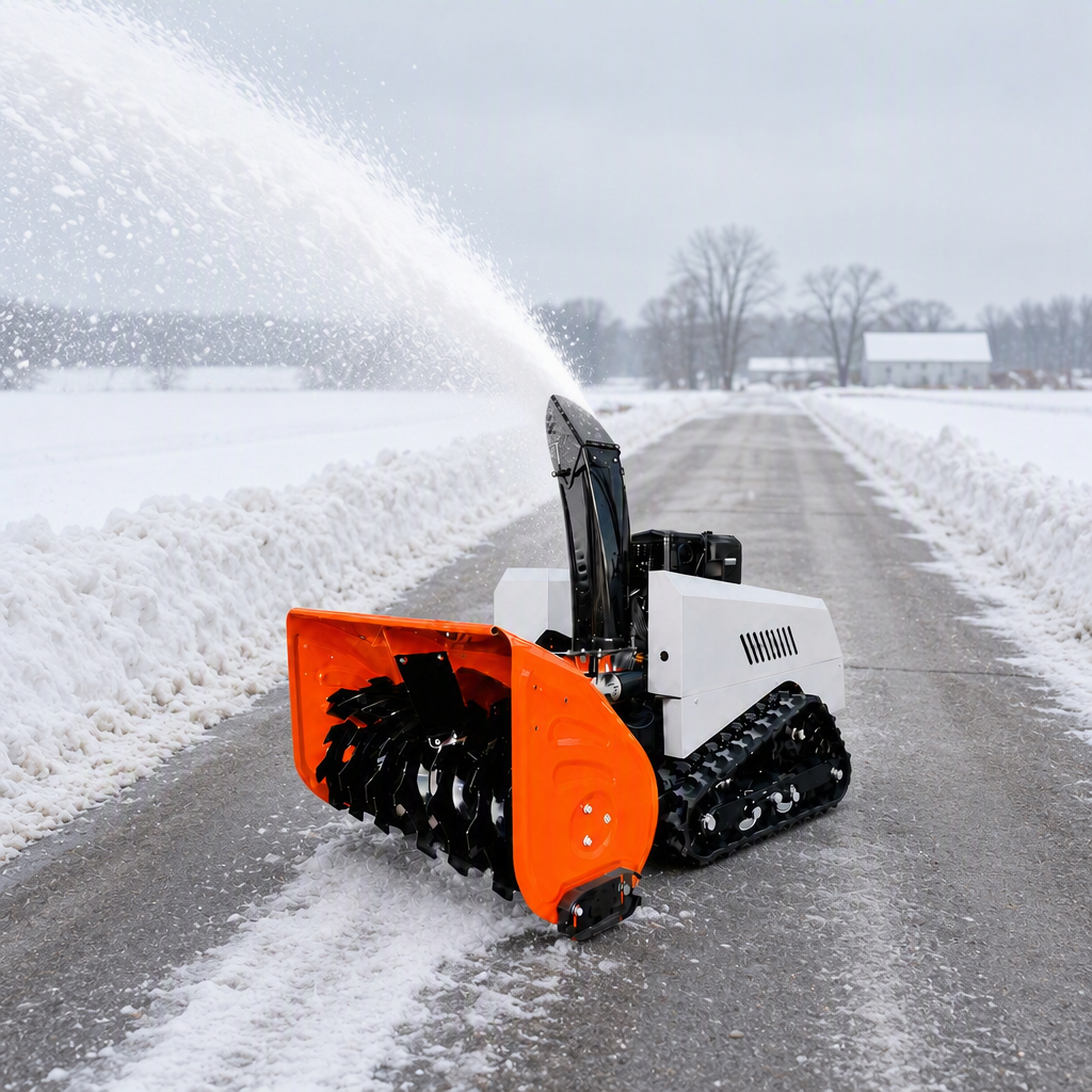 Woer 1000T-Pro RC遥控抛雪机——远程清理长车道和停车场 | 15HP履带式除雪机，抛雪距离最远达15m