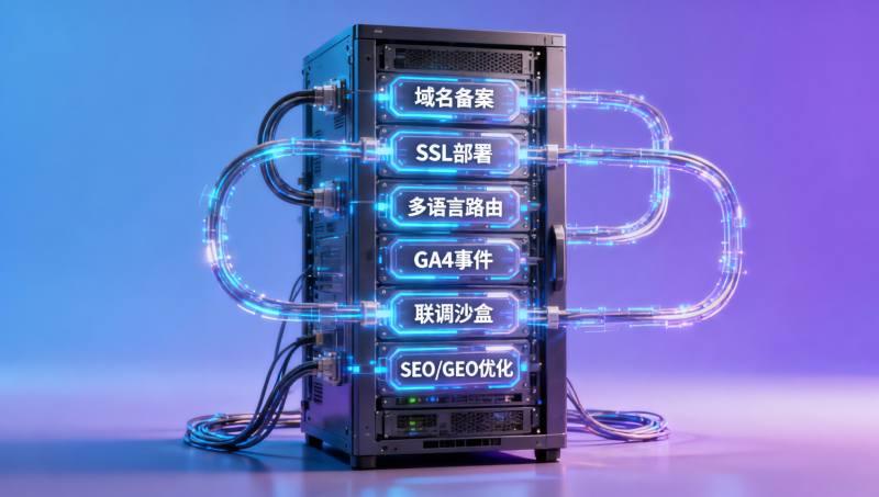 B2B外贸网站搭建流程7步详解：域名备案→SSL部署→多语言路由→询盘表单埋点→GA4事件追踪