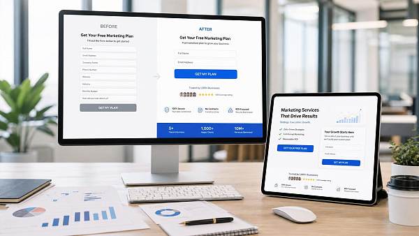 How can advertising landing page optimization improve form conversions? Field design, trust elements, and CTA testing methods