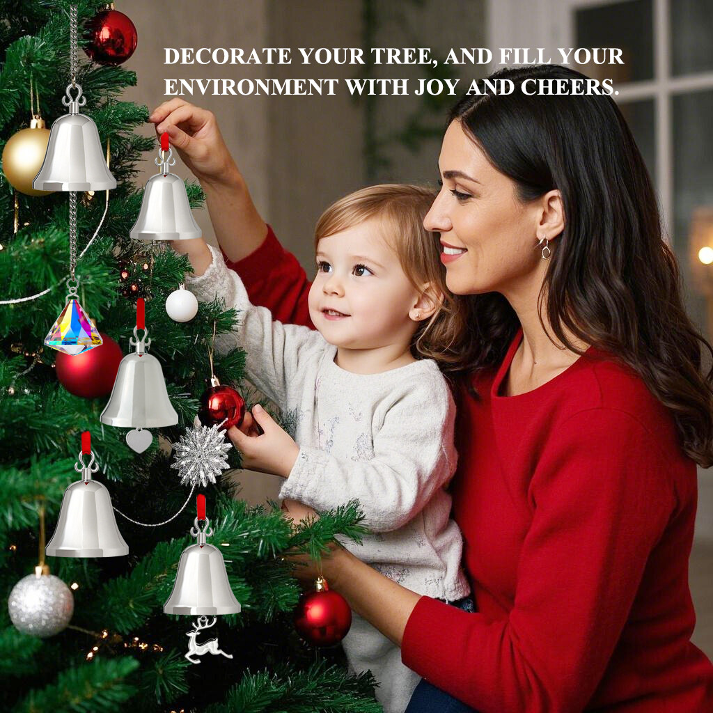 Shinny Silver Real Metal Hanging Christmas Bell Ornaments for Christmas Tree Decorative