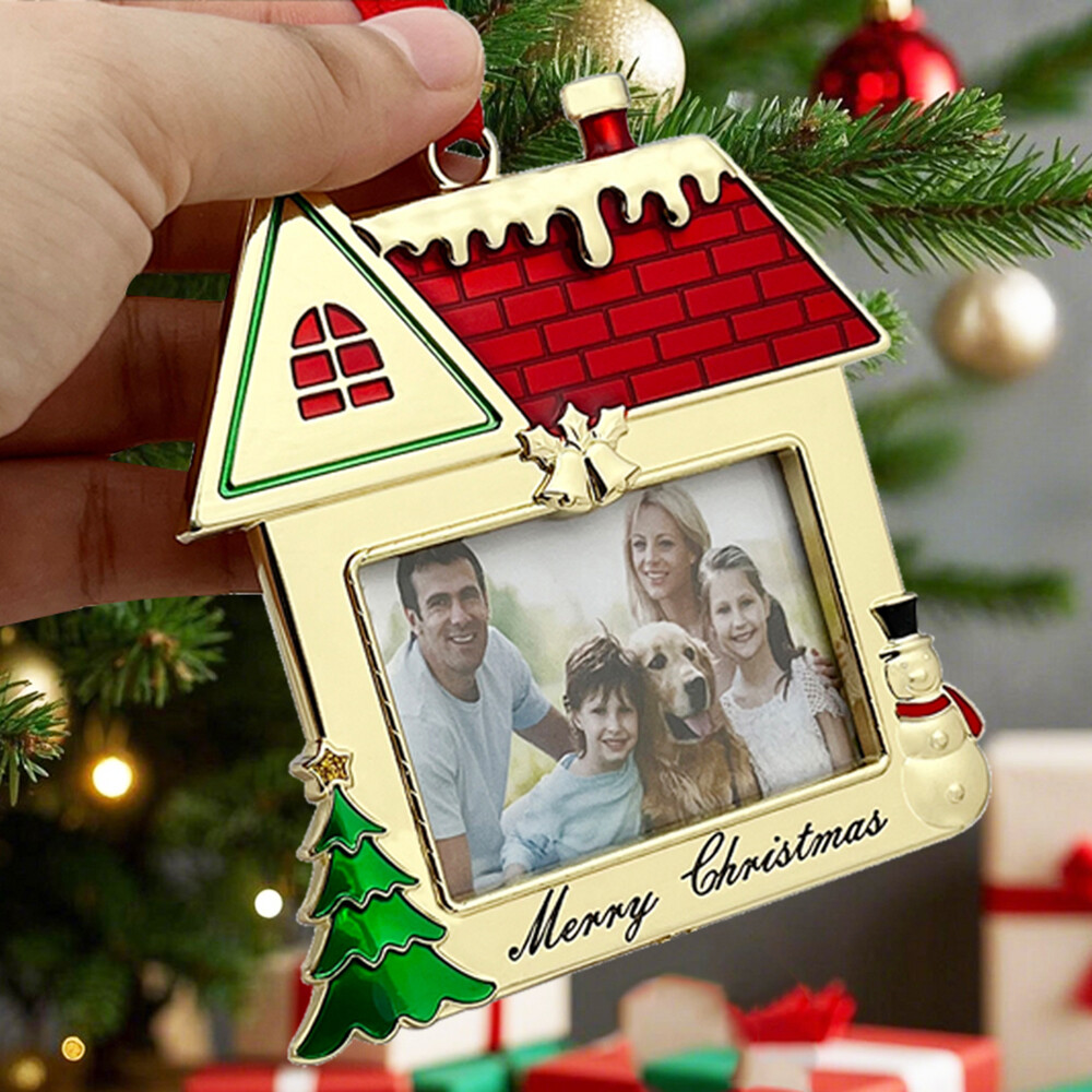 Family House Christmas Ornaments with Photo Frame Picture Frame Ornaments for Tree