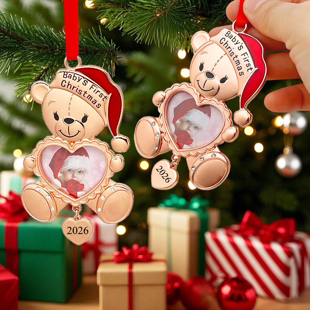 Teddy Bear Baby‘s First Christmas Photo Frame Christmas Ornament