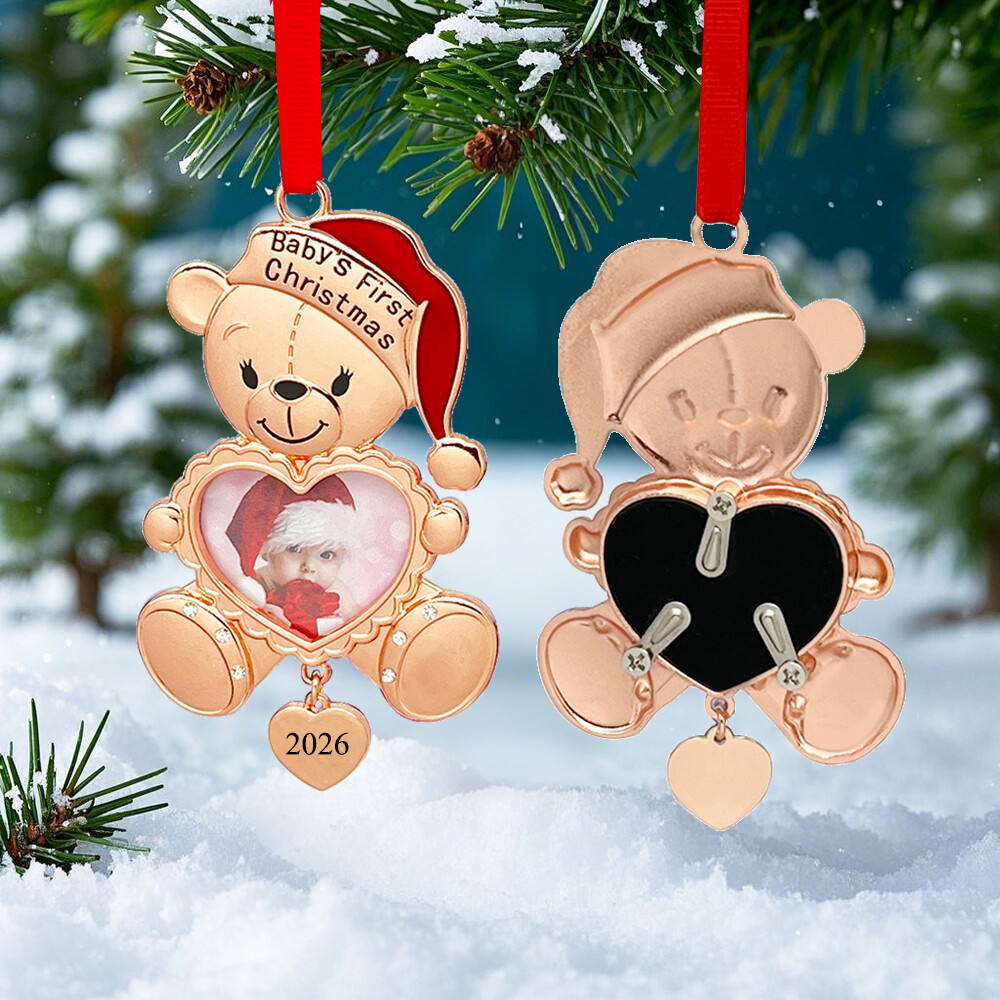 Teddy Bear Baby‘s First Christmas Photo Frame Christmas Ornament