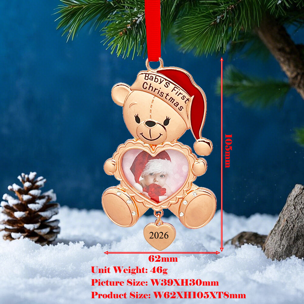 Teddy Bear Baby‘s First Christmas Photo Frame Christmas Ornament