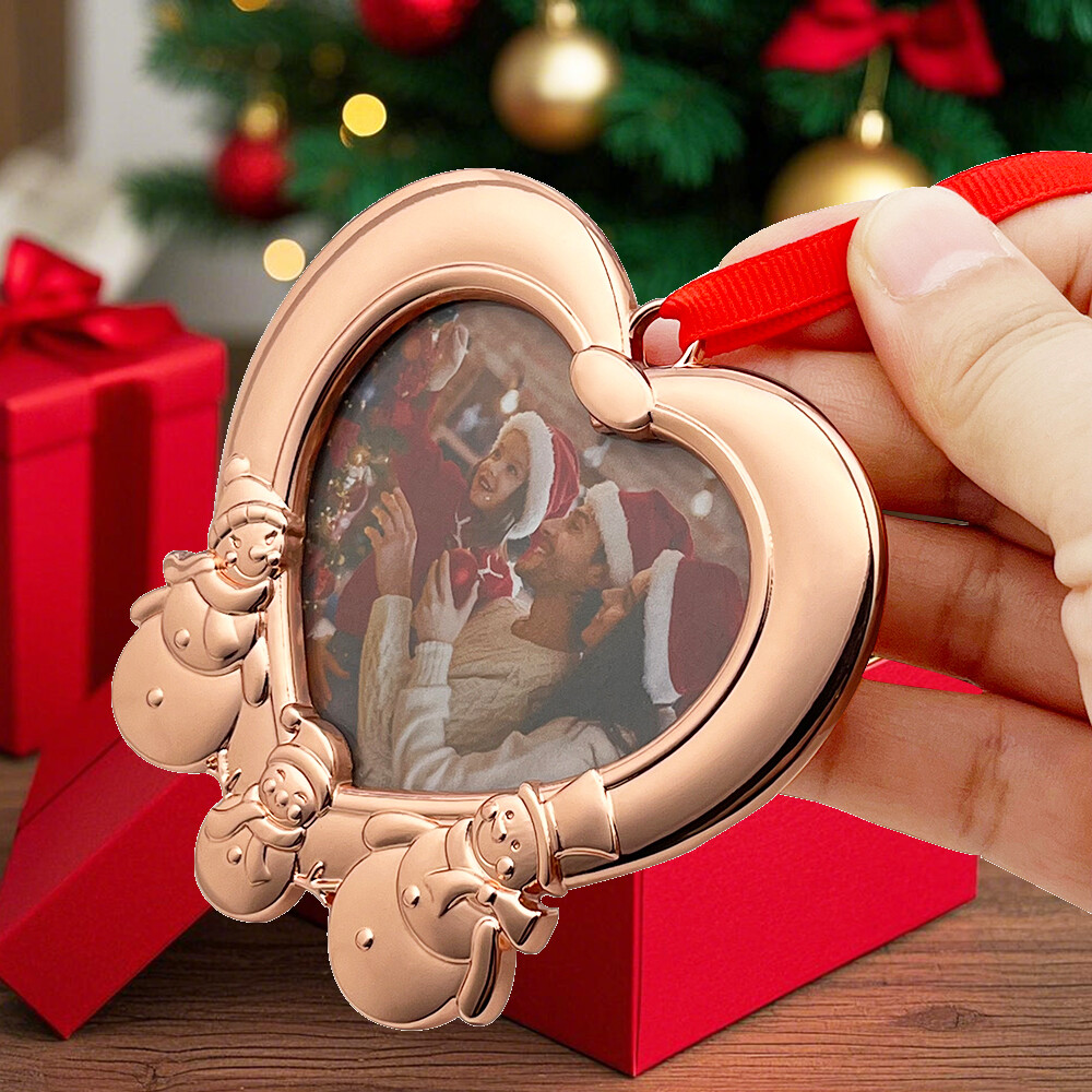 Zinc Alloy Heart Shape Family Photo Frame Ornament Christmas Tree Ornament