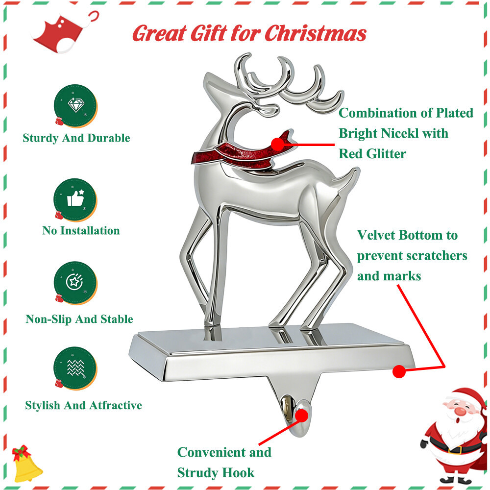 Reindeer Custom 3D Reindeer Metal Christmas Stocking Holder