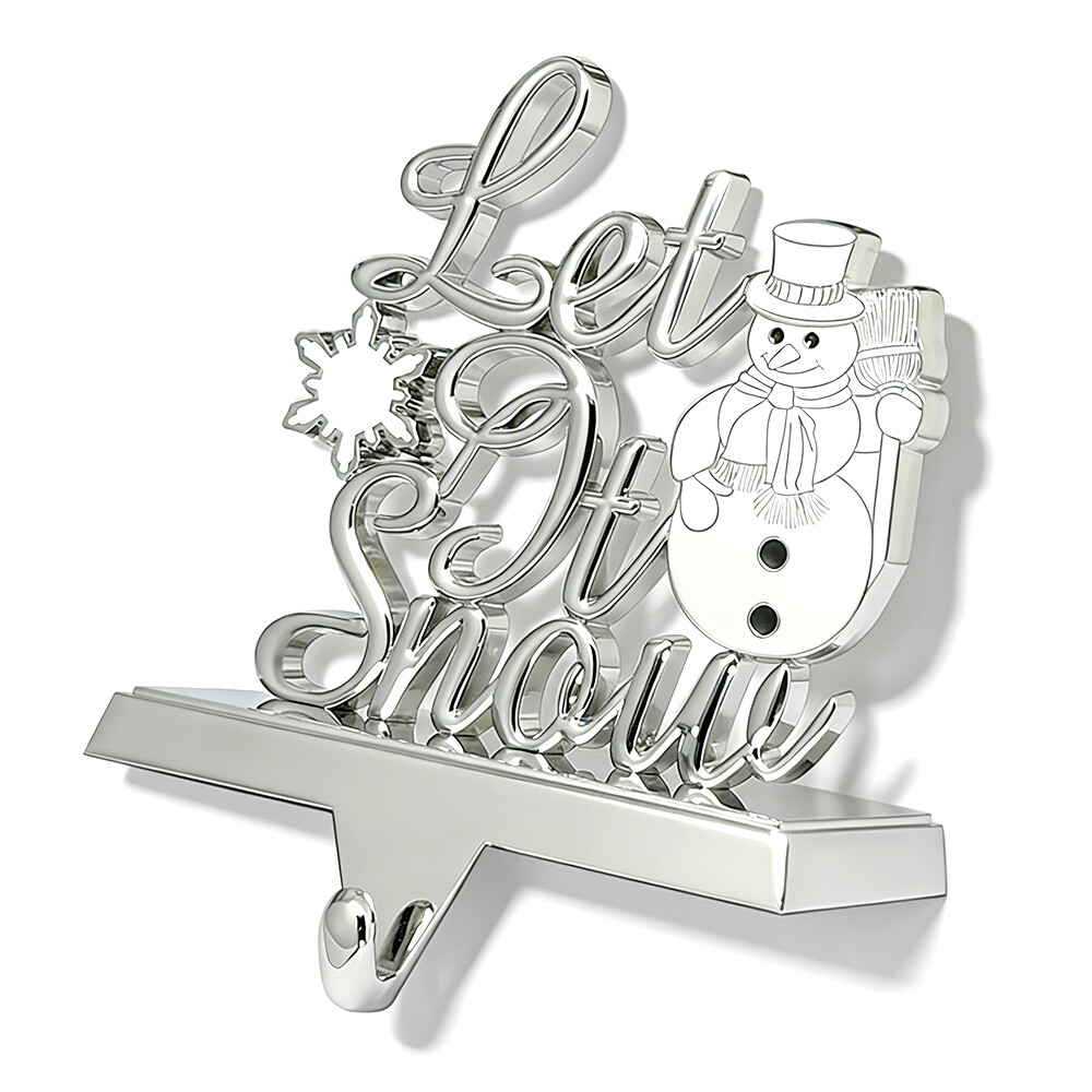 Let It Snow Metal Christmas Stocking Holder for Fireplace Mantle Let It Snow Metal Christmas Stocking Holder for Fireplace Mantle