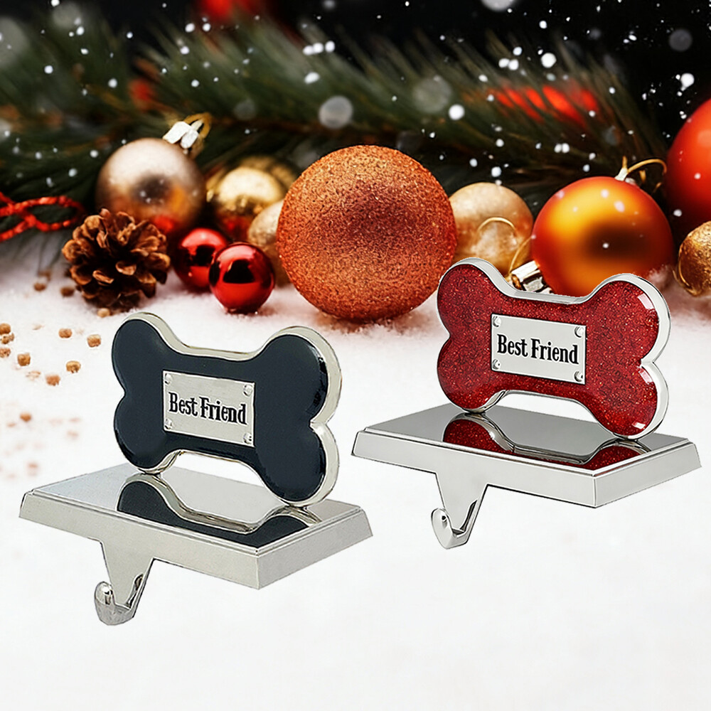 Dog Bone Metal Christmas Stocking Holder Hanger for Fireplace Mantel