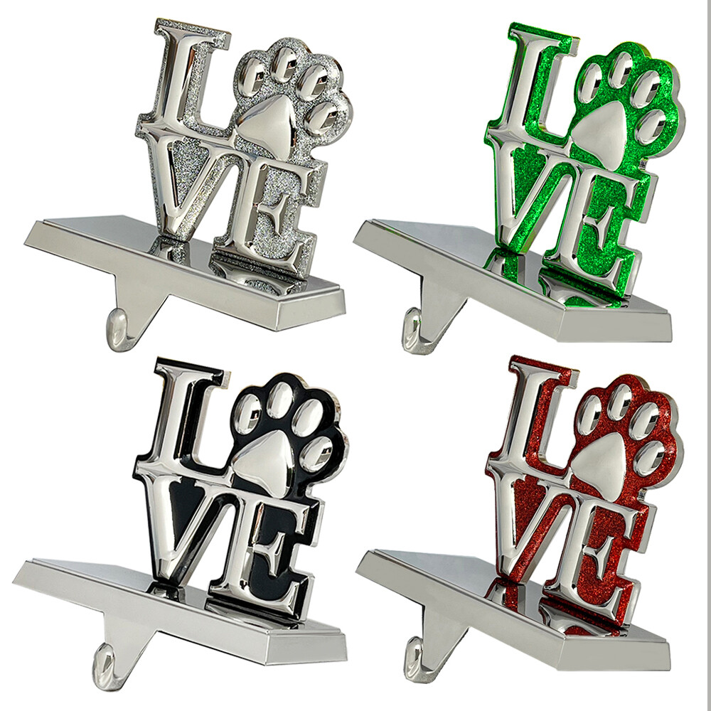 Love Pawprint Christmas Stocking Holder for Mantel Shelf Stand Table Christmas Decor Love Pawprint Christmas Stocking Holder for Mantel Shelf Stand Table Christmas Decor