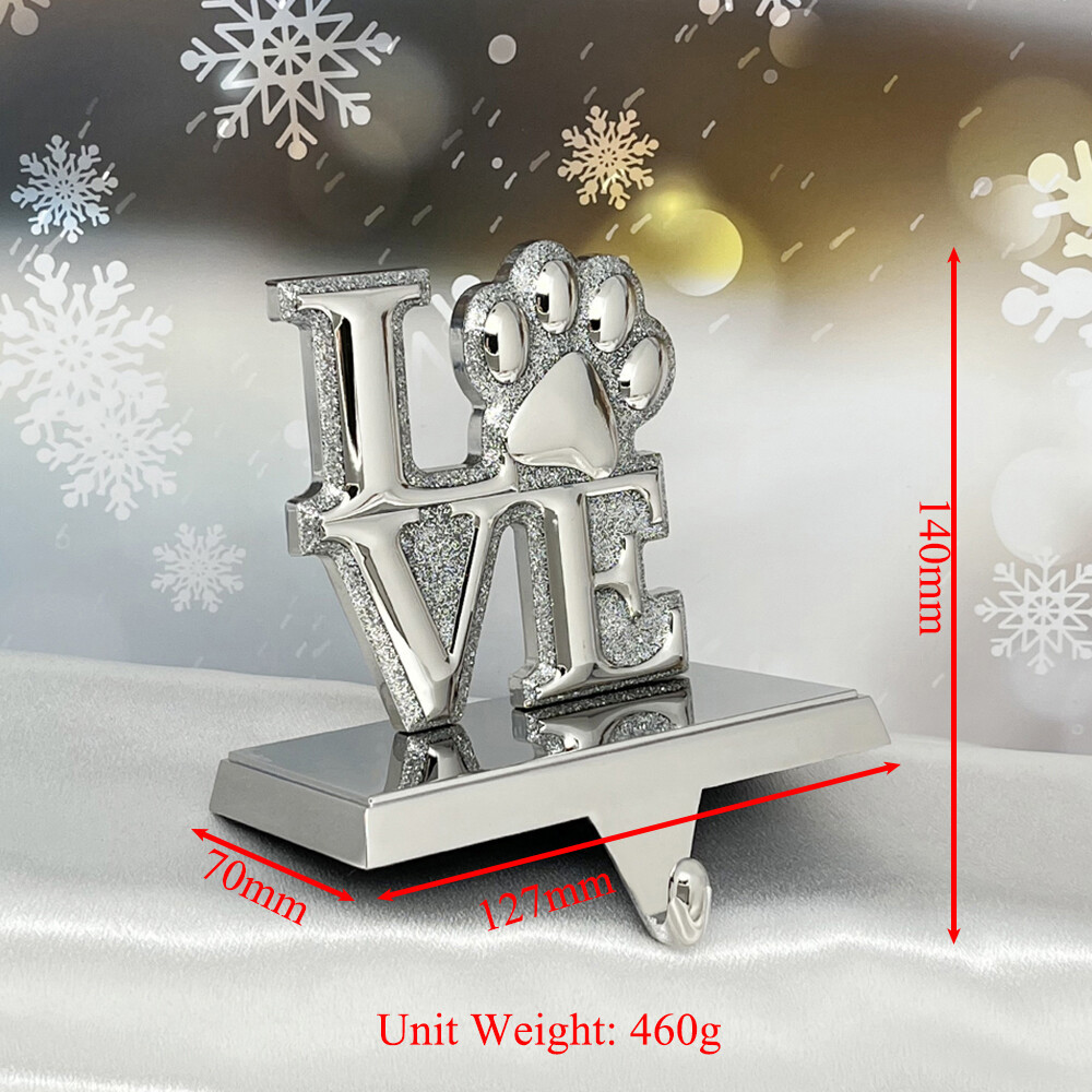 Love Pawprint Christmas Stocking Holder for Mantel Shelf Stand Table Christmas Decor