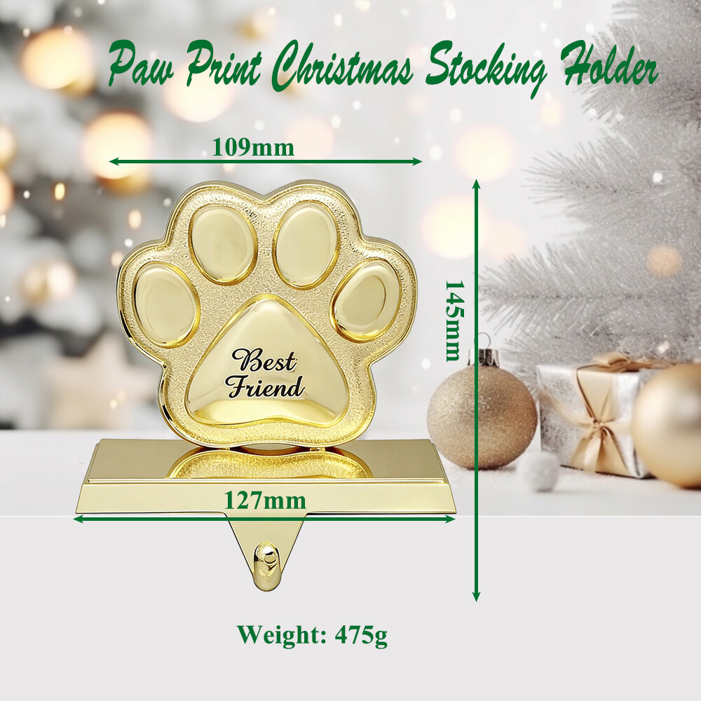 3 Paw Print Christmas Stocking Holders for Mantle -Stocking Hanger for Fireplace Christmas Stocking Hangers for Mantel Stocking Hooks