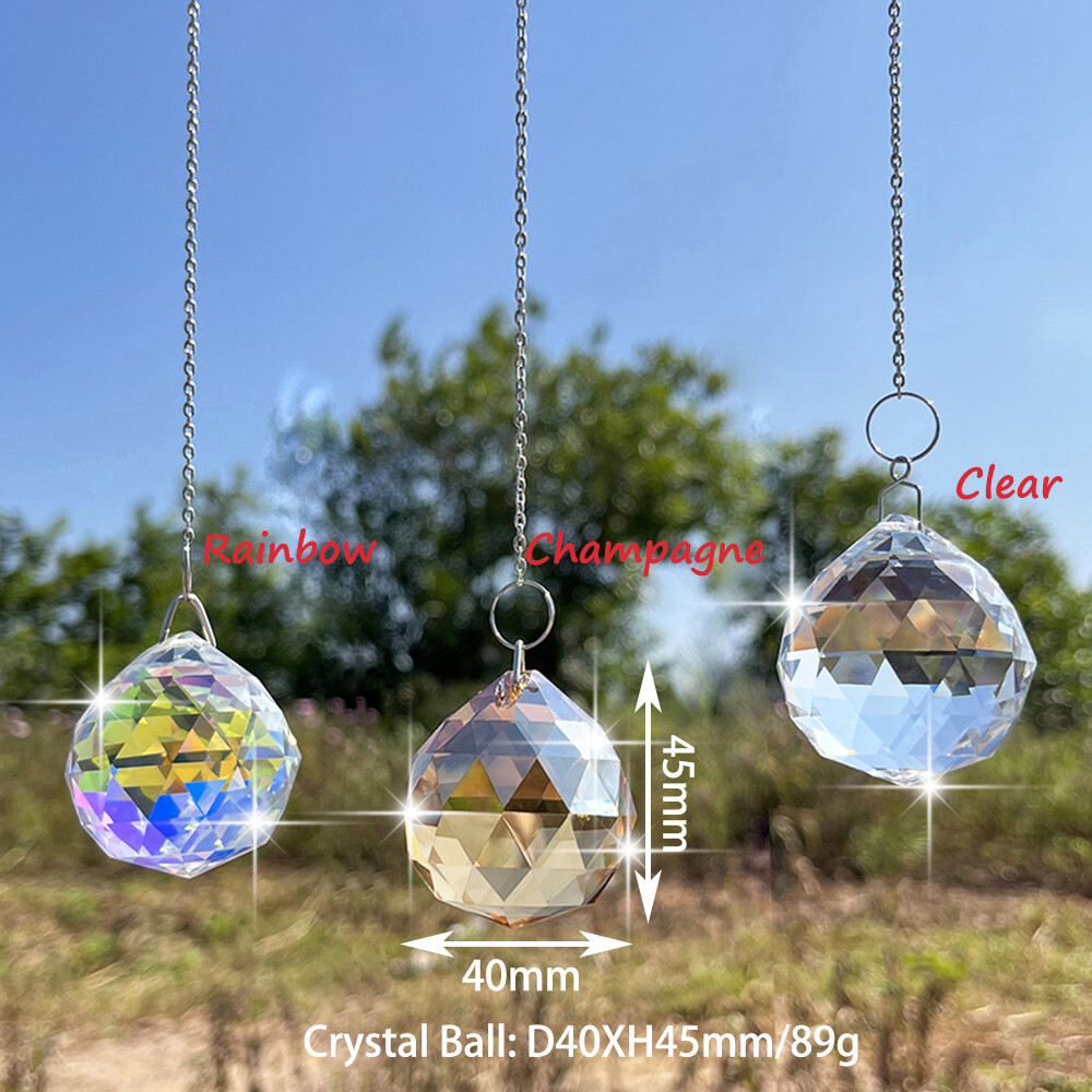 2 IMG_5454 D40mm Crystal Prism Ball Window Suncatcher Rainbow Maker with Chain for Easy Hanging