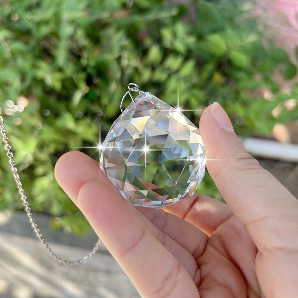 D40mm Crystal Prism Ball Window Suncatcher Rainbow Maker with Chain for Easy Hanging