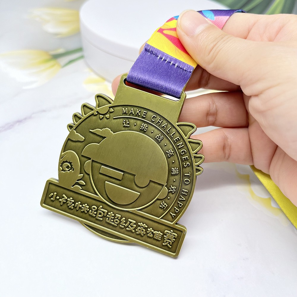Custom Kids Run Antique Bronze Medal