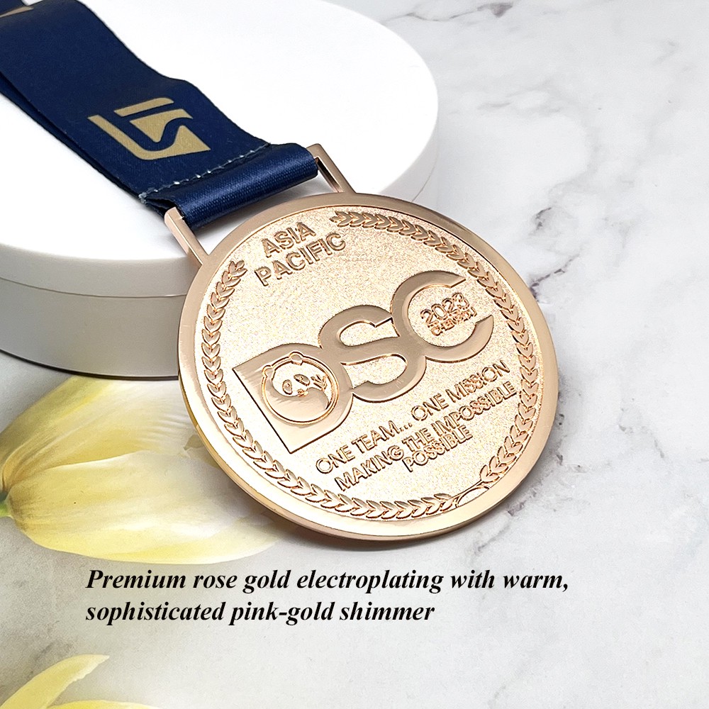 Custom Rose Gold Plated Asia Pacific Medal