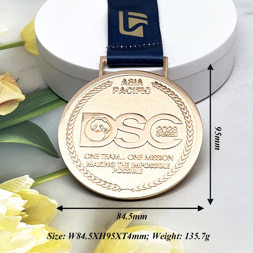 Size of Rose Gold Medal Custom Rose Gold Plated Asia Pacific Medal