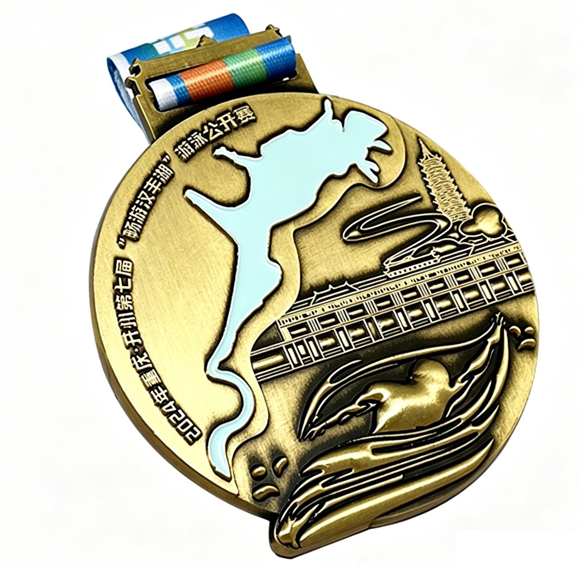Custom Swimming Open Antique Bronze Medal Custom Swimming Open Antique Bronze Medal