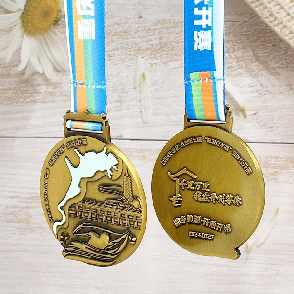 Custom Swimming Open Antique Bronze Medal