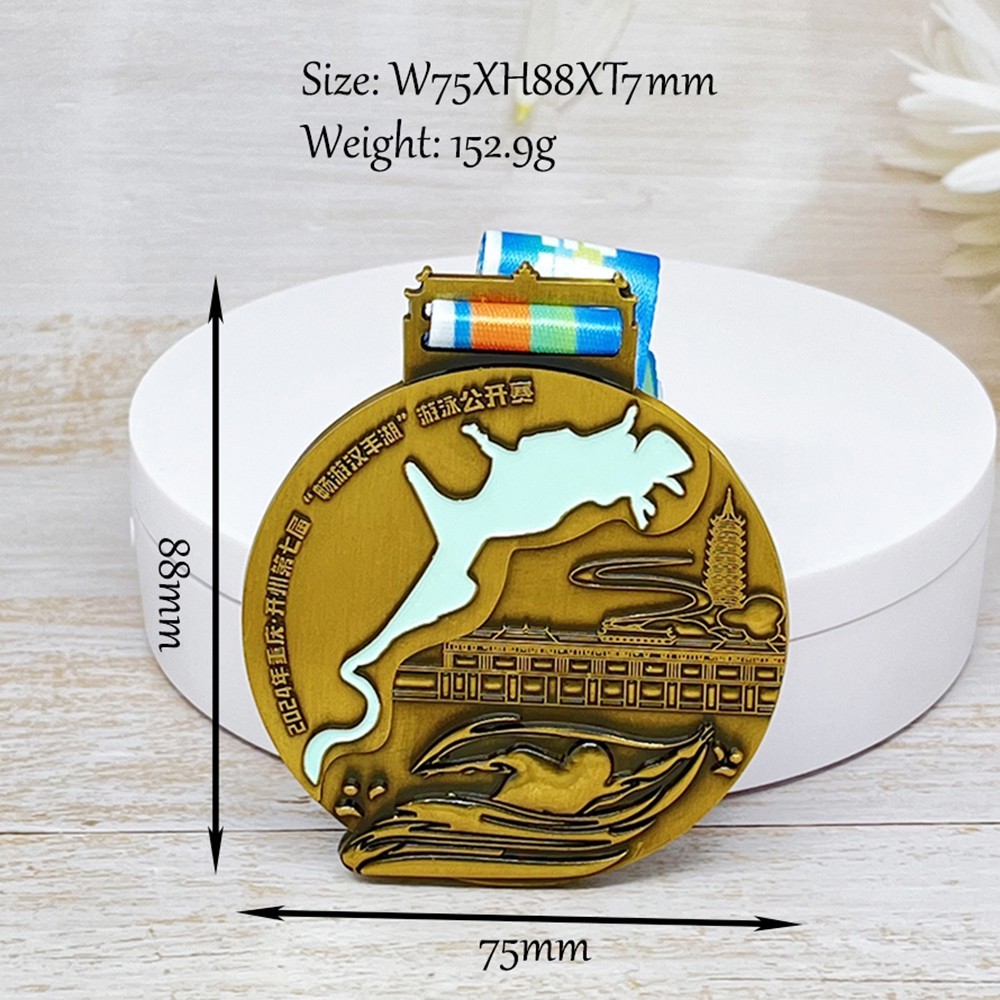 Custom Swimming Open Antique Bronze Medal